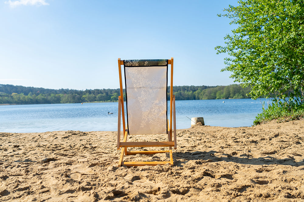 Wooden Frame Deck Chair With Upcycled PVC Skin