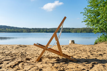 Wooden Frame Deck Chair With Upcycled PVC Skin